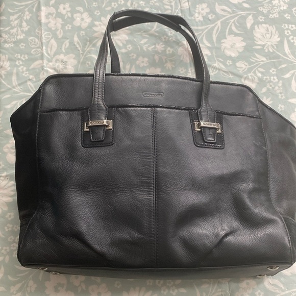 COACH Taylor Leather AlexisCarryall Shoulder Bag Purse in Black F25205